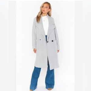 SHOW ME YOUR MUMU L Melrose Grey soft stretch double button midi sweater jacket